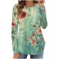 thumbnail image 2 of Women's Casual Long Sleeve Round Neck Printed T Shirt Fashionable Loose Top for Fall Autumn, 2 of 8