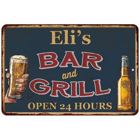 Eli's Green Bar and Grill Sign 8 x 12 High Gloss Metal 208120044008