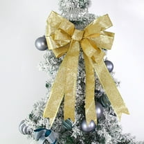 Hotiary Christmas Tree Topper Bow, 16.1"x9.4", Glitter Flocking Cloth, Outdoor Decor