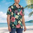 thumbnail image 5 of Easygdp Green Tropical Leaves Men's Hawaiian Shirts Print Lapel Short Sleeve for Beach, vacation, party, casual occasions - 3X-Large, 5 of 9