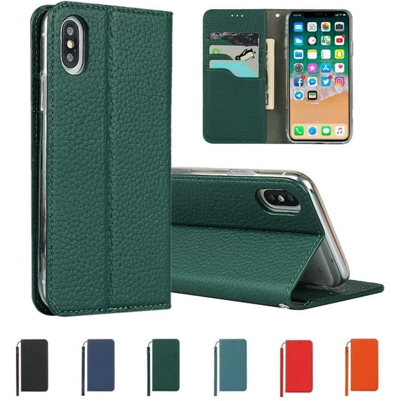 SailorTech for iPhone X Wallet Case, iPhone Xs Litchi Grain Texture Leather Case Flip Folio Case with Built-in Card