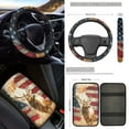 thumbnail image 3 of Jeiento Deer 17 Pcs Seat Cover Full Sets, American Flag Front Rear Covers, Floor Mats, Steering Wheel Cover, Armrest Pad, Seat Belt Pads, Coaster - Universal Car Interior Accessories 4Th of July, 3 of 8