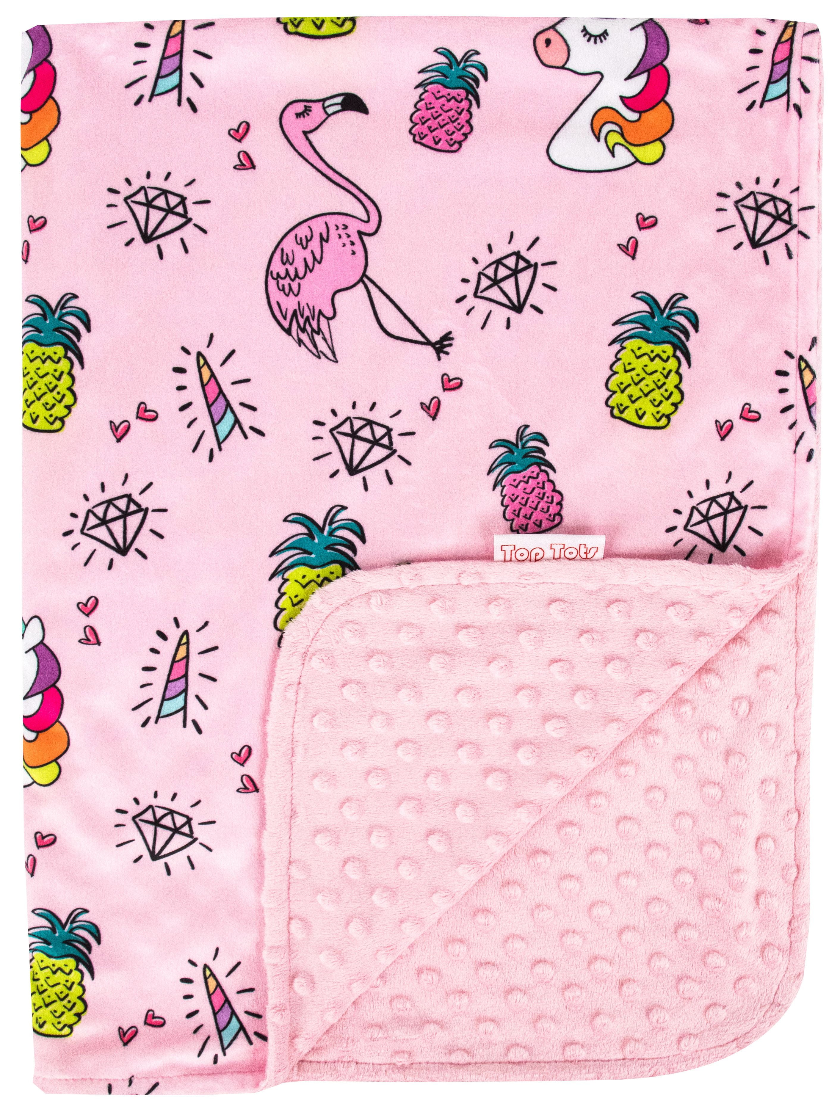 Top Tots Deluxe Minky Baby Blanket for Infant, Unicorn Flamingo, Unisex