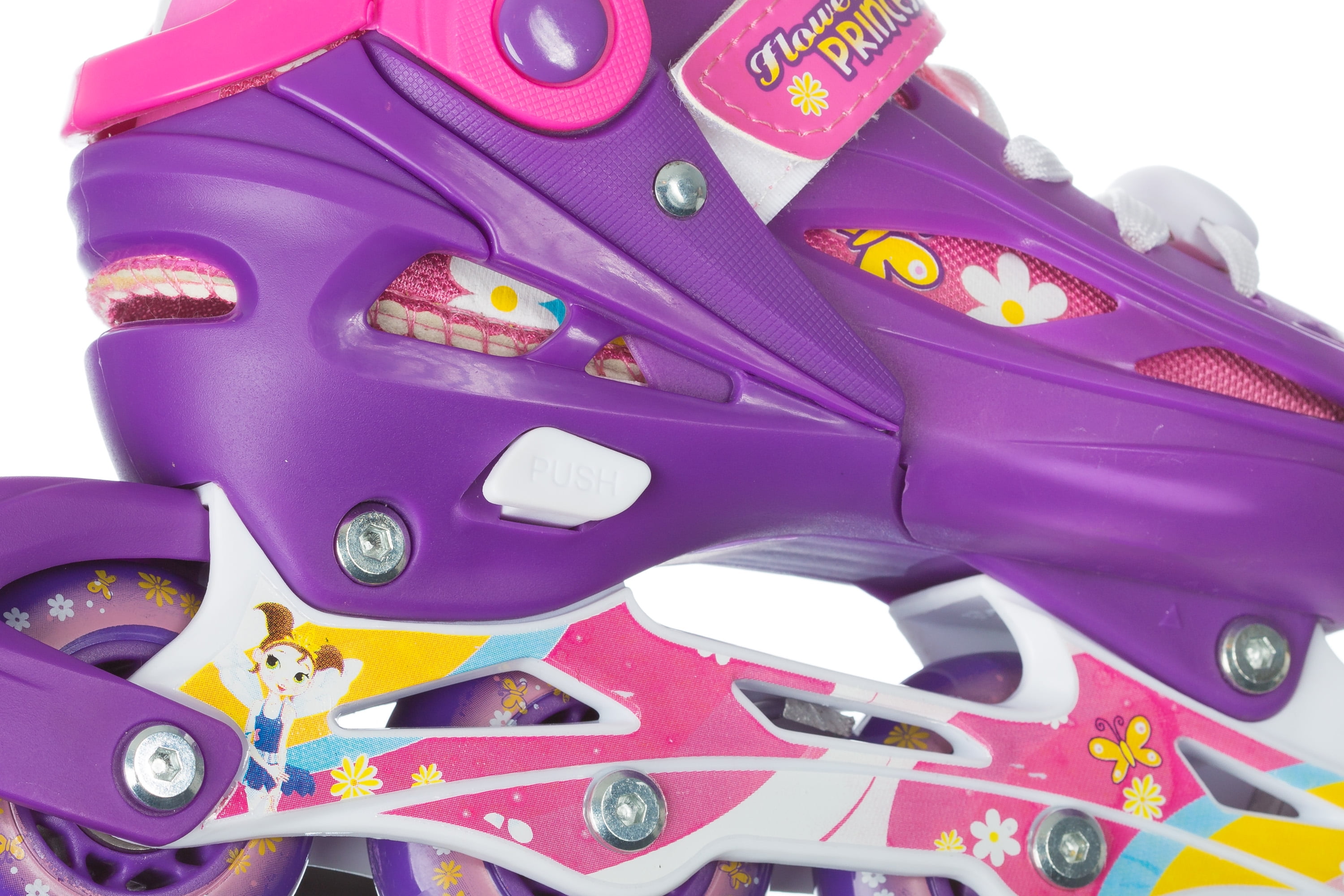 TITAN Flower Princess Girls Inline Skates with Light-Up LED Laces and Wheel, Youth Size Small