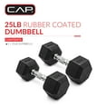thumbnail image 2 of CAP Barbell, 25lb Coated Rubber Hex Dumbbell, Pair (No-Roll Design, Ergonomic Steel Handle, Durable Coated Weight), 2 of 6