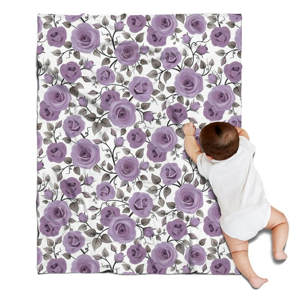 Pioneer Flower Floral Print Pattern Blanket,Comfortable Soft Flannel Throw Blanket,All Season,Warm Lightweight Blankets for Sofa Bed Couch Living Room Chair,30"x40"