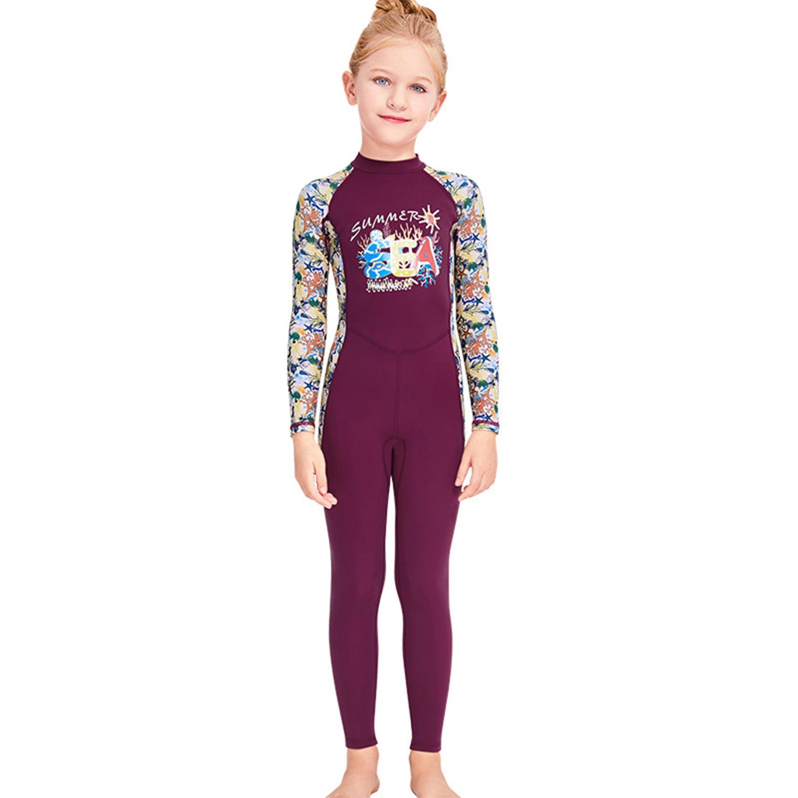 Kids Full Body Swimsuit Girls Boys Rash Guard Long Sleeve Wetsuit Skin