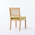 thumbnail image 6 of Newest Set of 2 Rattan Back Dining Chairs, Upholstered Linen Seat with Distressed Wood Frame, Olive Green, 6 of 13