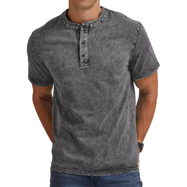 Playera Henley Casual Moda Manga Corta Para Hombre Algodón