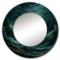 thumbnail image 2 of Designart "Spiral Of Blue Fury Waves" Abstract Spirals Round Mirror Wall Decor Modern - Large Blue Round Office Mirror - Round Mirror - 23" x 23", 2 of 6