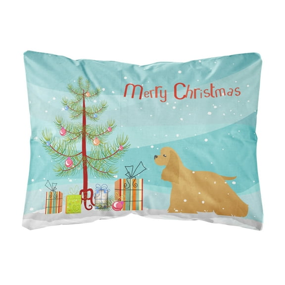 Carolines Treasures BB2904PW1216 Cocker Spaniel Merry Christmas Tree Canvas Fabric Decorative Pillow, 12H x16W,