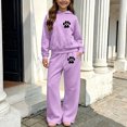 thumbnail image 3 of Auroural Comfort Sweat Set for Girls Kids Children's Winter Printed Hooded Sweatshirt Wide-Leg Pants Casual Sports Fleece-Lined Warmth Two-Piece Set Kids, 3 of 7