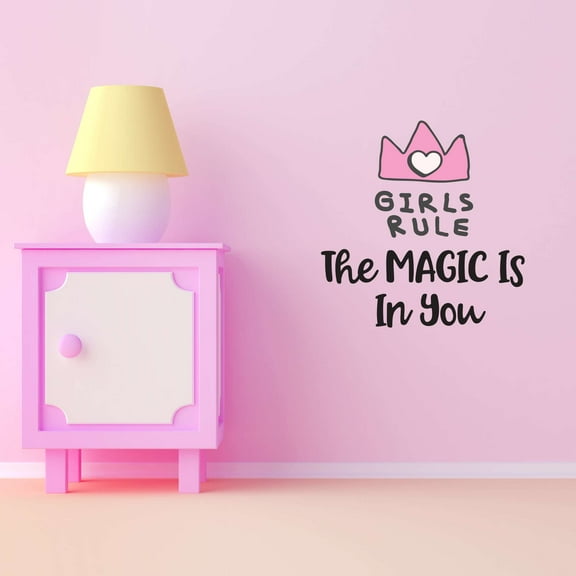 Girls Rule The Magic Is In You You're Beautiful Girls Love Beautiful Crown Prince Unicorns Royalty Sweet Dreams Decorating Holiday Gift Ideas Bedroom Wall Decal Sticker - Size: 20 In X 20 In