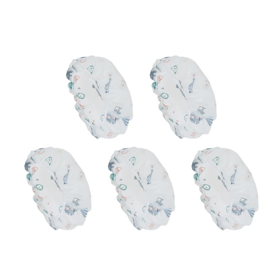 Unique Bargains 5 Pcs Fish Single Layer Shower Cap for Bathroom White PEVA