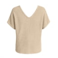 thumbnail image 7 of cfhntfmh Womens Summer V Neck Tops Short Sleeve Sweaters Knit Casual Plus Size Shirts Hollow out Lace Back with Drawstring Trendy Boho Tops, 7 of 7