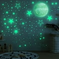 thumbnail image 2 of Estrellas que brillan en la oscuridad para techo, pegatinas de pared con estrellas y luna que brillan en la oscuridad, perfectas para niños, guardería, dormitorio, sala de estar (azul cielo), 2 of 5
