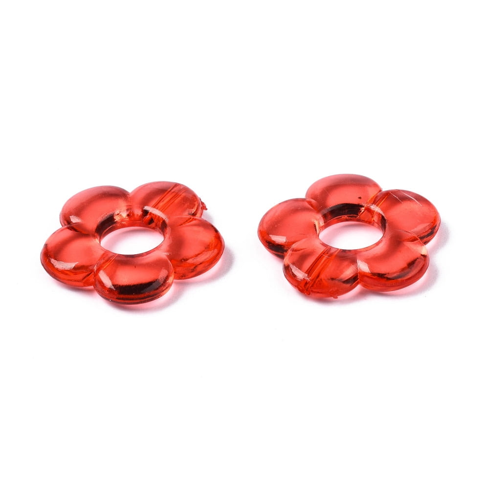 Transparent Acrylic Beads Frames Flower Mixed Color 18x19x4mm Hole: 1.2mm Inner Diameter: 6mm about 690pcs/500g