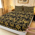 thumbnail image 5 of Erosebridal Gold Aztec Bat King Sheets, Geometric Damask Bedding, Black Gold, Black Reversible, 4-Piece, 1 Flat Sheet, 1 Fitted Sheet and 2 Pillowcases, 5 of 6