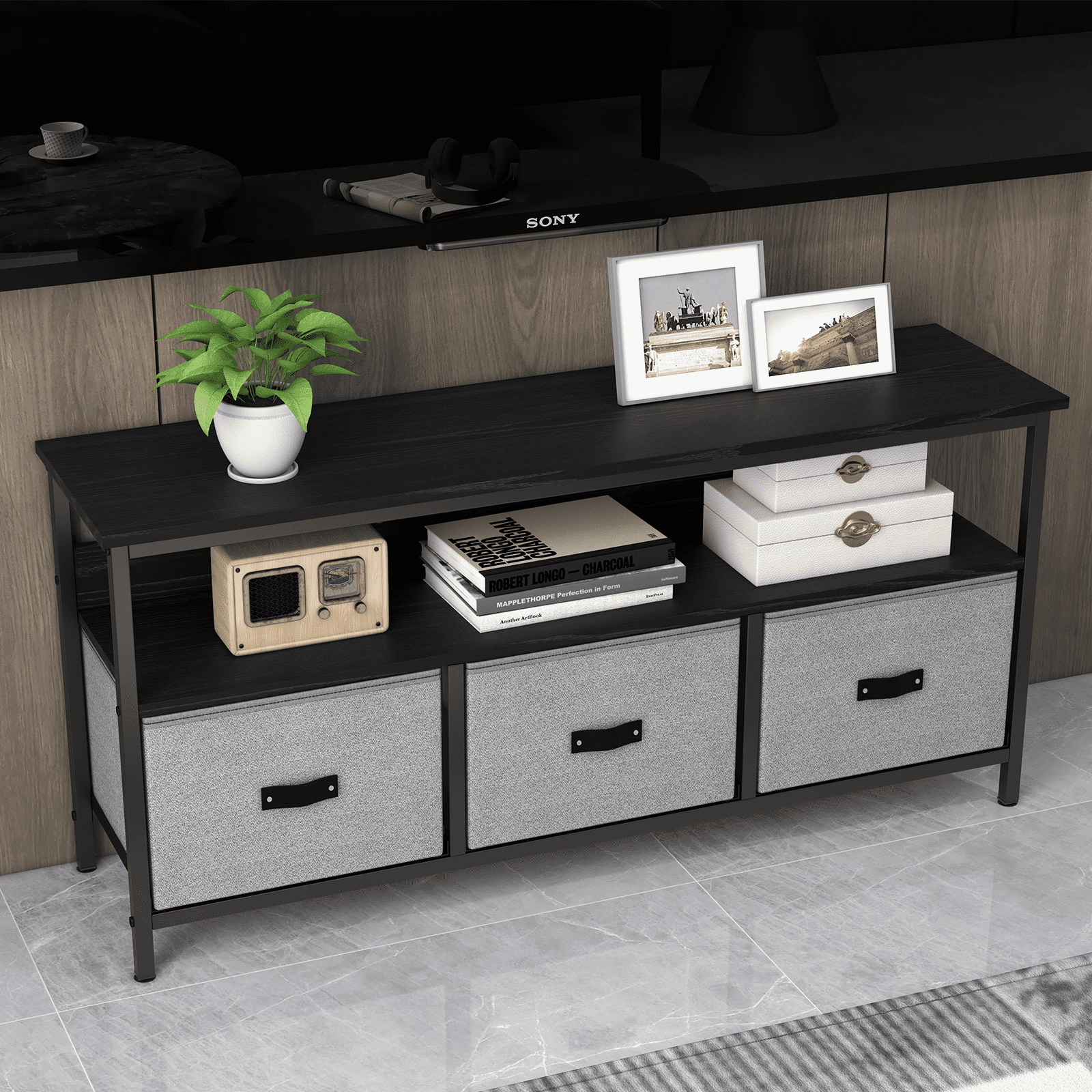 Ashion TV Stand for TVs up to 55", 47.3 inch Dresser TV Stand with 3 Storage Drawers and Shelves for Home