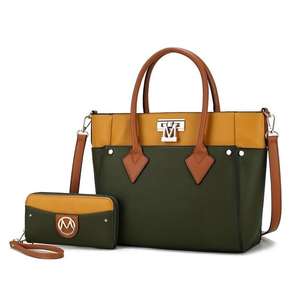 Bolso de mano con cartera Color-Block para mujer