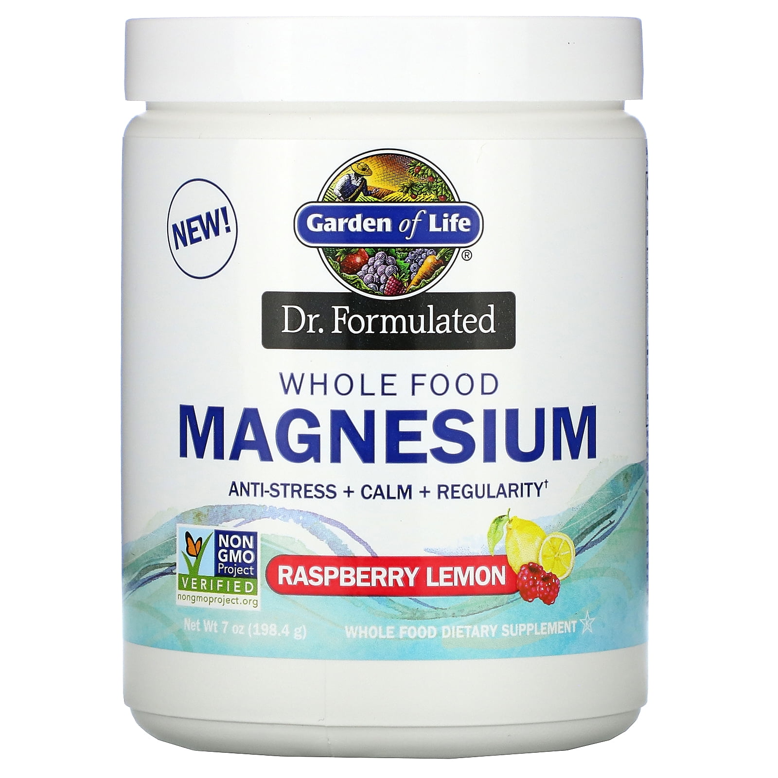 Dr. Formulated, Whole Food Magnesium Powder, Raspberry Lemon, 7 oz (198.4 g), Garden of Life