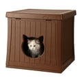 thumbnail image 4 of EHHLY Hidden Cat Litter Box Enclosure Furniture, Insulated Cat House Outdoor with Flip Lid for Easy Cleaning, Winter Feral Cat Shelter Weatherproof, Cat Hideaway Cave Side Table & Nightstand, Caramel, 4 of 6