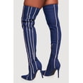 thumbnail image 3 of Women's Rhinestone Striped Denim Thigh High Stiletto Boots, 3 of 3