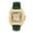 Gold Green, variant on Men's 32mm Iced Out Leather Band Watch – Square Dial, Roman Numerals – Hip Hop Bling Style Timepiece for Streetwear & Fashion - Gold Green Finish
