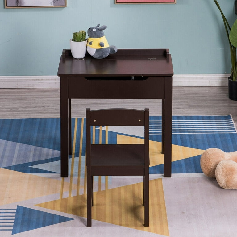 IM Beauty MDF Children s Study Table and Chairs 2 Sets of Drawers Can Be Opened 1 Table and 1 Chair Brown