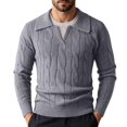 thumbnail image 2 of Vxararl Mens Long Sleeve Polos Pullover Sweater Classic Casual Long Sleeve V Neck Casual Pullover Sweater Fall Winter Layering, Soft Warm Feel Sweater Polo Shirts for Men Gray L, 2 of 4