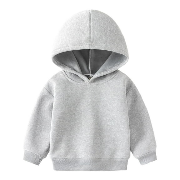 Boys Shirts Toddler Girls Long Sleeve Solid Hoodie Tees Fall Winter Clothes Boys' Tops Grey 18 Months-24 Months