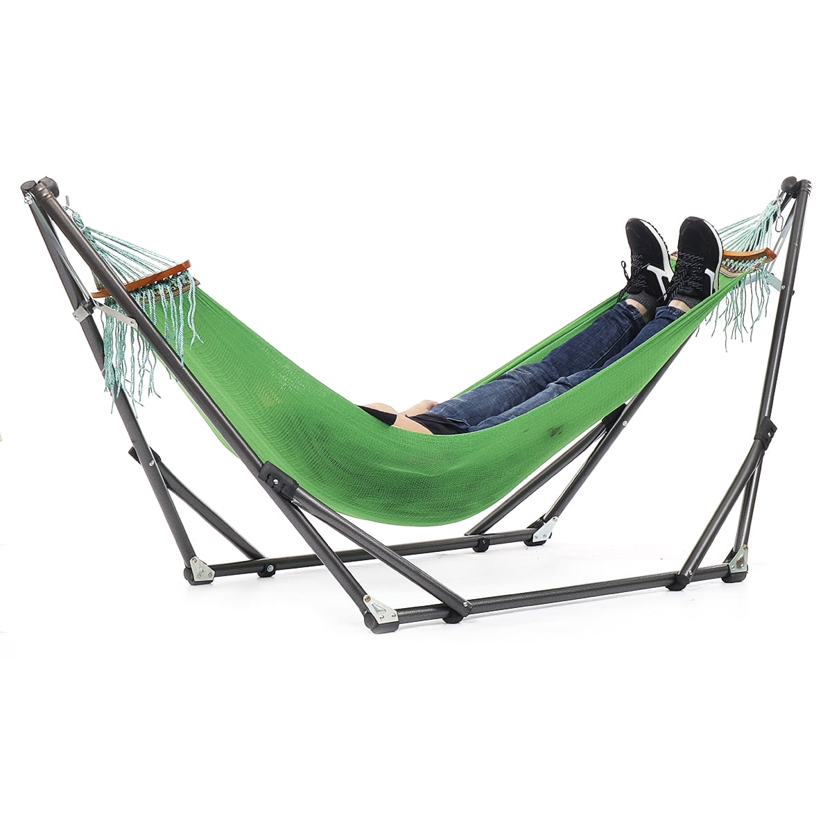 Foldable Freestanding Portable Double Hammock With Steel Stand Two