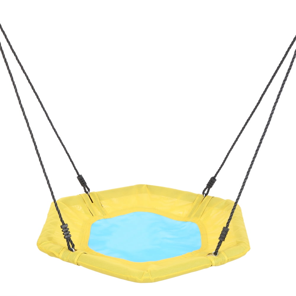 Qukaim Kepooman 40 Inch Flying Saucer Tree Swing Kids Indoor Outdoor Swingset Toys Durable Frame Waterproof Yard Swings Set 2 Car