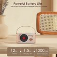 thumbnail image 3 of Small Portable Wireless Bluetooth Speakers, Cute Vintage Speaker for Home/Outdoor, 8-10hrs, Vinyl Record Player Style for Desk Bedroom Office Decor Party Gift Idea, Purple, 3 of 8