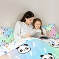 thumbnail image 5 of jejeloiu Kawaii Panda Head Queen Comforter Set,Cartoon Animal Bedding Sets,Gradient Colorful Bedding Comforter Set For Girls Boys,Super Cozy Room Decor Reversible,3 Pieces, 5 of 8