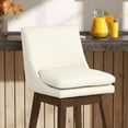 thumbnail image 3 of Soges Swivel Bar Stool with Cushion Set of 2, PU Leather Counter Height Bar Chair with Rubber Wood Legs, White, 3 of 10