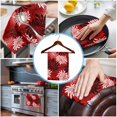 thumbnail image 3 of Botanical Chrysanthemum 1 Pack Kitchen Towel, Water Absorbent Dish Towel, Abstract Spring Floral Red Black Decorative Hand Towels - Quick Drying Cloth for Cooking Baking, 18x28 Inch, 3 of 8
