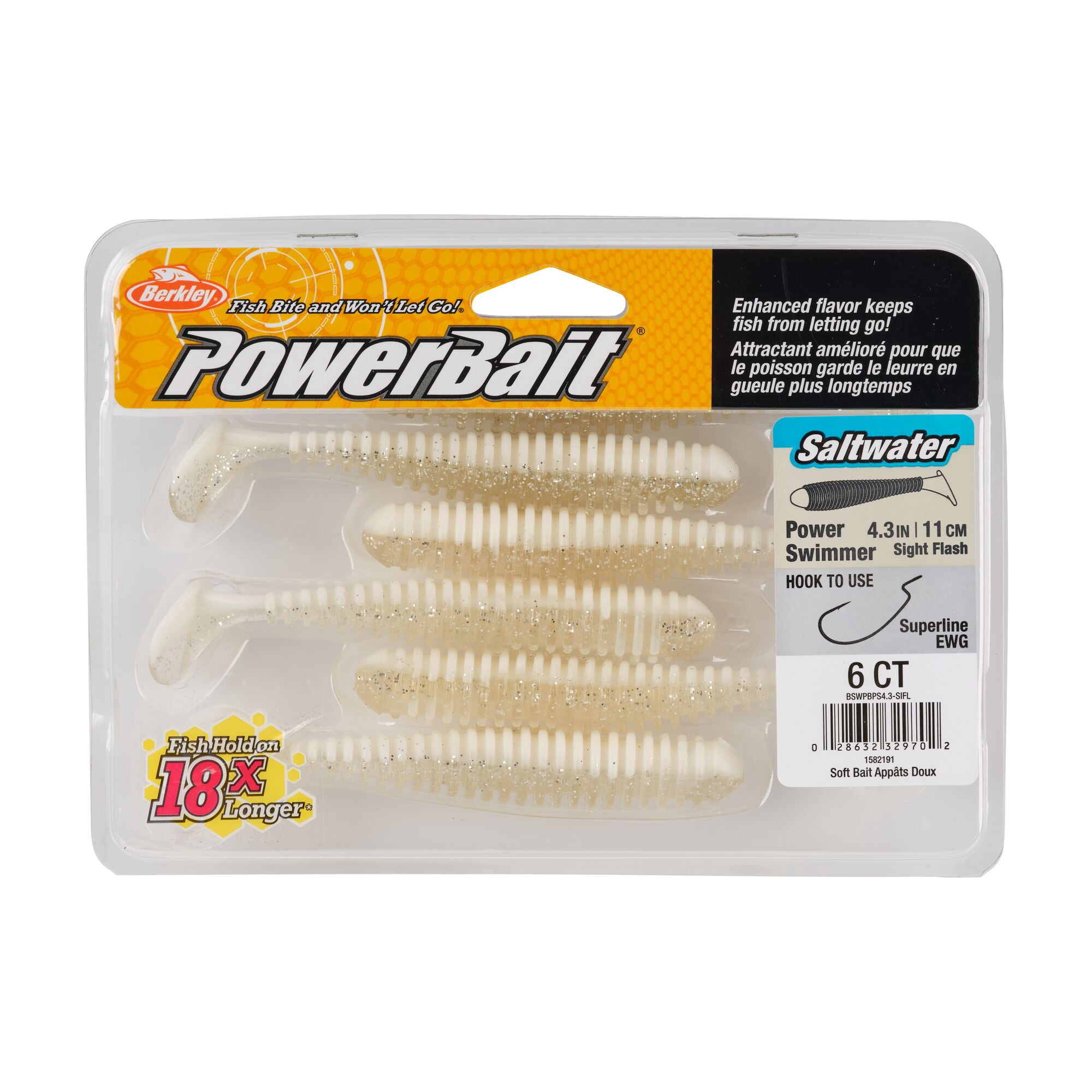 Berkley PowerBait® Saltwater Power Swimmer, 4.3 in, Swimbaits, Mermaid (6-count)
