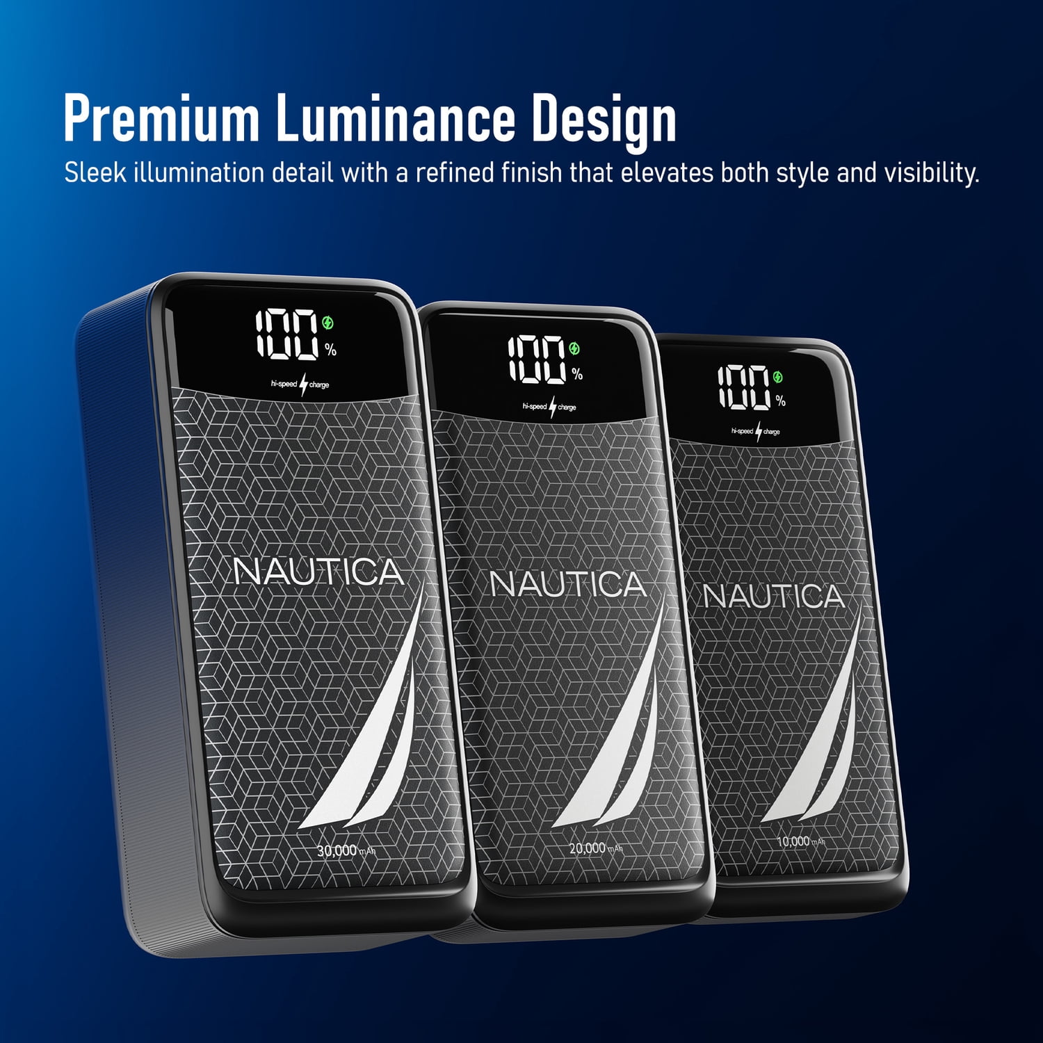 Nautica TURAN PB Dual-USB Hi-Speed Portable Power Pack with Digital Power Display, UCCPB1203, 30kmAh