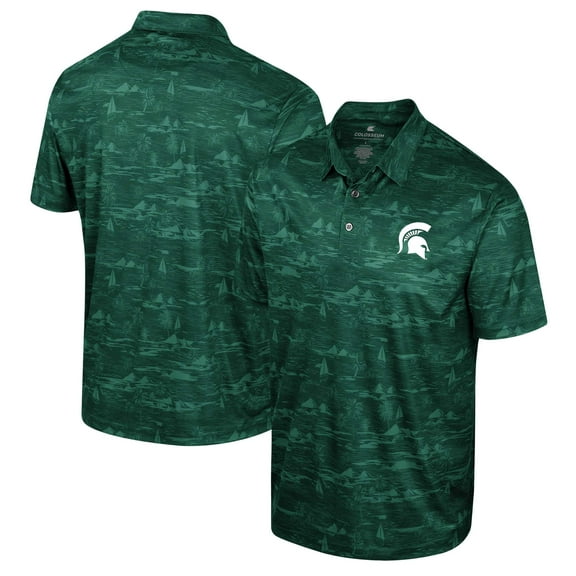 Men's Colosseum Green Michigan State Spartans Daly Print Polo