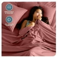 thumbnail image 4 of Split King Sheet Set - 1800 Ultra-Soft Microfiber Bed Sheets - Double Brushed - Deep Pockets - Easy Fit - 5 Piece Set - Bed Sheets & Pillowcases (Split King, Dusty Rose), 4 of 9