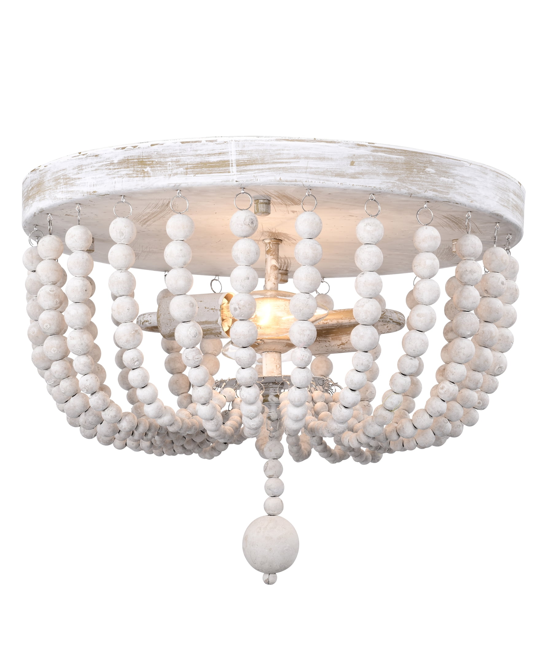 Aileen 14 in. 2-Light Indoor Weathered White and Matte Gold Finish Flush Mount with Light Kit