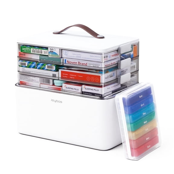 Maoface 4-Tier Empty Medicine Organizer & First Aid Storage Box,Medication Travel Carrying Box for Pills, Vitamins, Medical Supplies