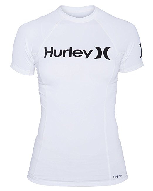 Hurley Women's One and Only Compression Rash Guard, White Black, Medium by Hurley
