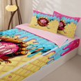 thumbnail image 3 of Castle Fairy Sport Baseball Zipper Twin Comforter Sets with Fitted Sheet and 2 Pillowcases, Ice Cream Sundae Pattern Zipper Bedding Set, Pink Yellow Blue,4-Piece,Pink Reversible, 3 of 6