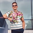 thumbnail image 3 of Kdxio Bird and Floral Print Men's Short Sleeve Polo Shirt,Midweight Men's Shirt, 3 of 6
