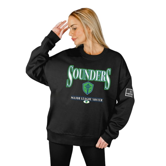 Women's Gameday Couture Black Seattle Sounders FC Oversized Players Only Black Label Premium Sweatshirt