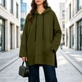 thumbnail image 3 of Fashion Hoodies for Women Plus Size Long Hooded Sweatshirt With Drawstring Side Placket Large Pocket Loose Long Sleeved Casual, 3 of 8