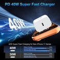 thumbnail image 2 of Cargador Rápido USB C Auorld 40W para iPhone 17 Pro Max con Cable, 2 of 7