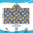 thumbnail image 2 of Sunflower and Daisy Blue Pattern Hooded Bath Towel Wrap for Teens Ages 3 To 12, Soft Lightweight Quick Dry Microfiber Bath Beach Pool, 60"x35", 2 of 6
